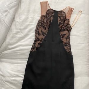 BCBG Lace/nude top Black Gown size 8